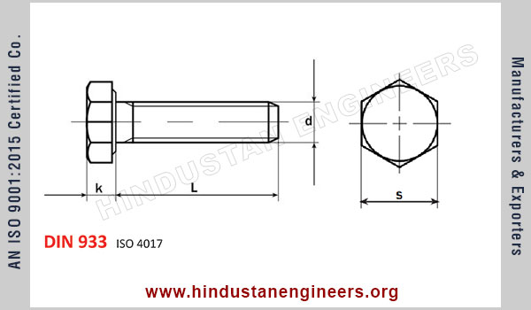 DIN 933 Hex Bolts / ISO 4017 Hex Bolts